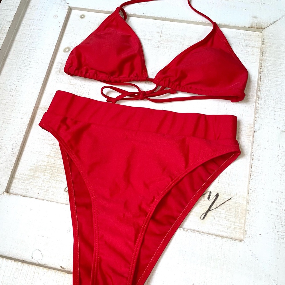 Shein Red Triangle Bikini Set - Picture 2 of 9